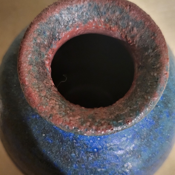 "BITOSSI Blue" Mid-century Modern Pottery Vase 6" - Picture 5 of 8